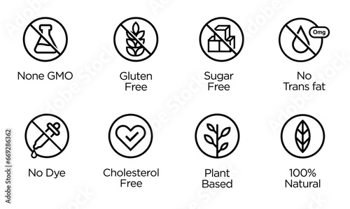 Food and packaging line Vector Icons set