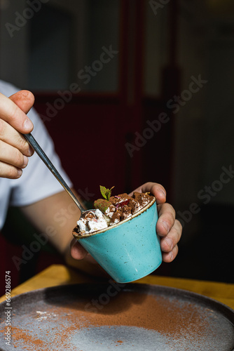 Tiramisu with a spoon