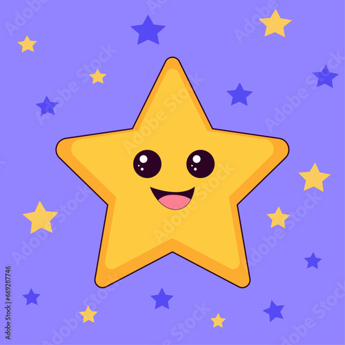cartoon golden star character vector