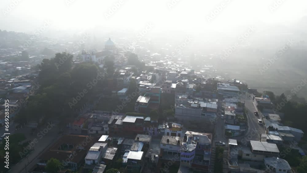 Beautiful aerial view of the rooftops of the old colonial buildings in the city of san cristobal de las Casas Beautiful aerial view of the rooftops of the old colonial buildings in the city of san cristobal de las Casas
