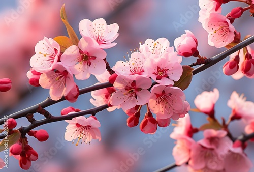 Beautiful pink cherry blossoms in spring 