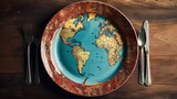 plate with a world map