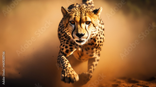 A majestic cheetah  poised for a sprint  exuding power and grace.