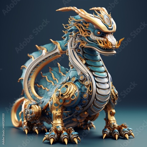Dragon robot design chinese animal mechanical illustration image AI generated art