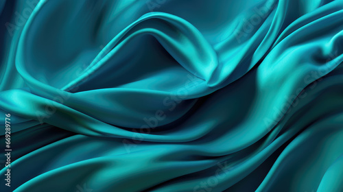 Lustrous Turquoise Velvet Swirls: 3D Backgrounds with Dazzling Shine