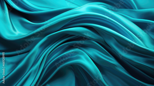 Lustrous Turquoise Velvet Swirls: 3D Backgrounds with Dazzling Shine