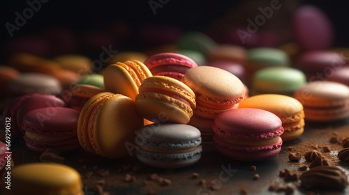 Food macarons am french cookies dessert photography image AI generated art