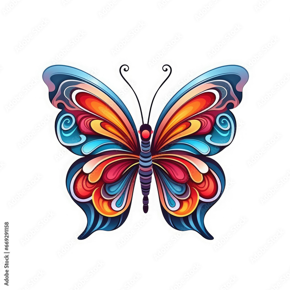 Cartoon illustration of a beautiful butterfly isolated on white Cartoon illustration of a beautiful butterfly isolated on white