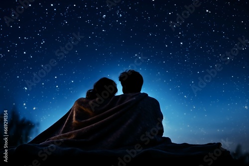 couple embracing during a starry night