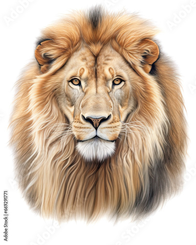 Religious Lion of Judah On White Background, Portrait. An  Representation of Jesus, God, the Lord and Father in Christian Art. © touchedbylight