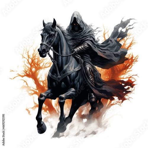 Headless horseman isolated headless white background illustration picture AI generated art