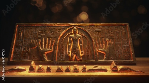 Hieroglyphic style ancient spell eternal life illustration picture AI generated art