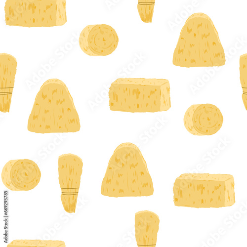 Seamless pattern with hay straw. Vector cartoon illustration