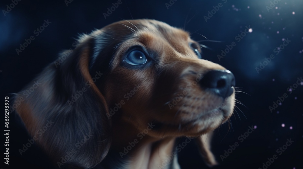 Layered paper dachshund puppy aesthetic epic animal image AI generated art