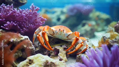 crab in the ocean, on the beach, crab in the sea, wildlife picture, coral reef, colorful marine life, animal photography, ecology, protect the ocean, tropical fish