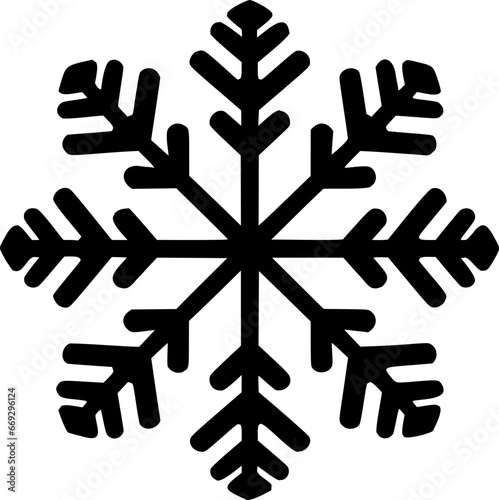 Vector snowflake shape. Black winter snow graphic. Isolated on a white background. Christmas design for t-shirts, invitation, emblem, stickers