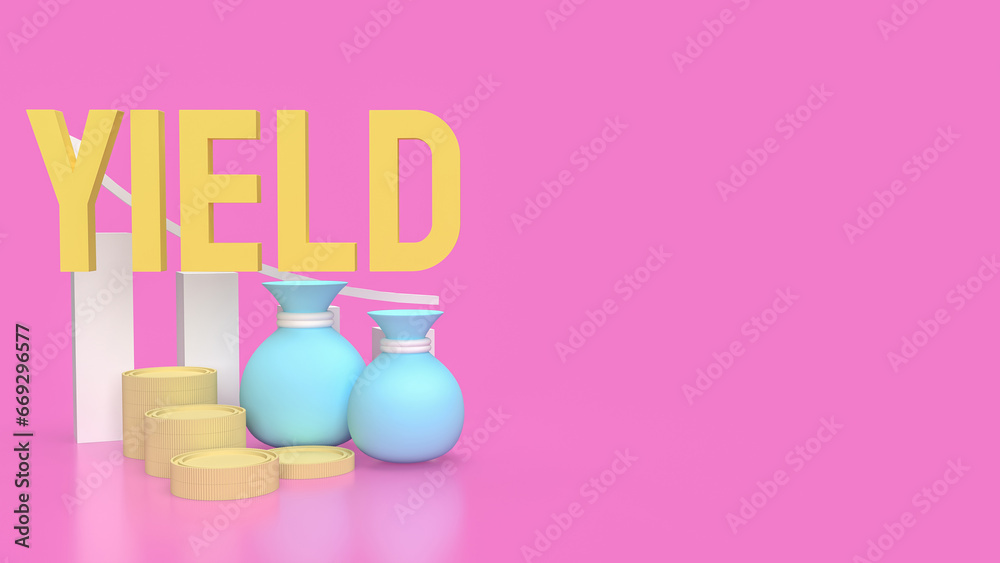 The yield and money bag for Business concept 3d rendering