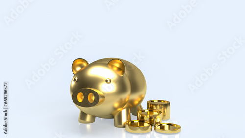 The Gold piggy Bank for earn concept 3d rendering