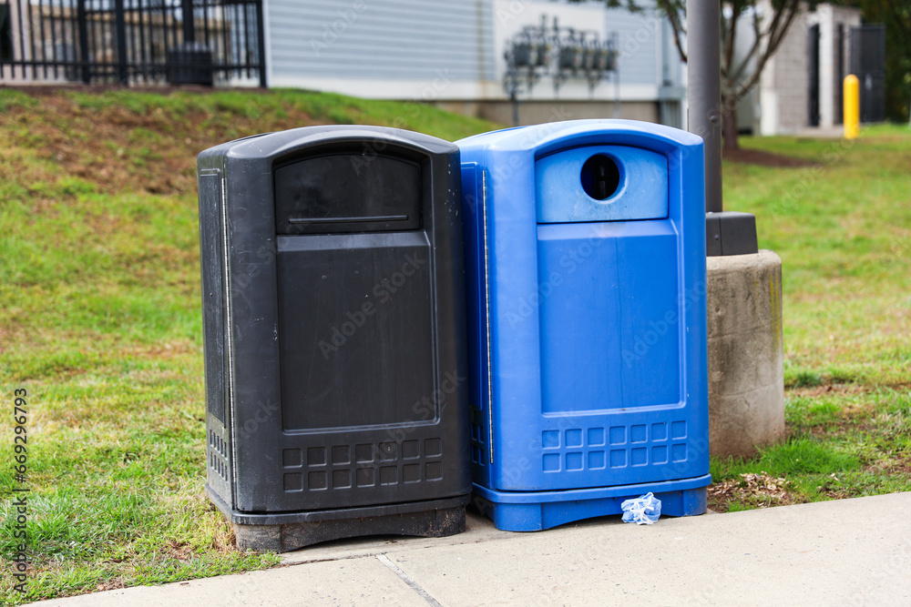 trashcan in a recycling bin symbolizing a sustainable future and a cleaner environment trashcan in a recycling bin symbolizing a sustainable future and a cleaner environment