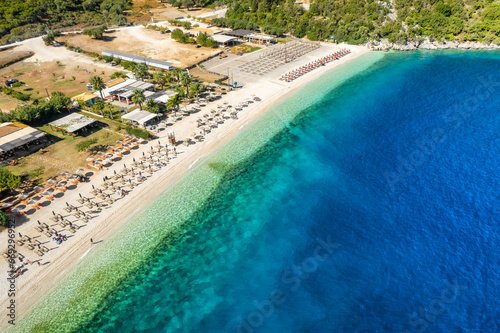Aerial view of the Antisamos beach on Kefalonia island  Ionian island  Greece