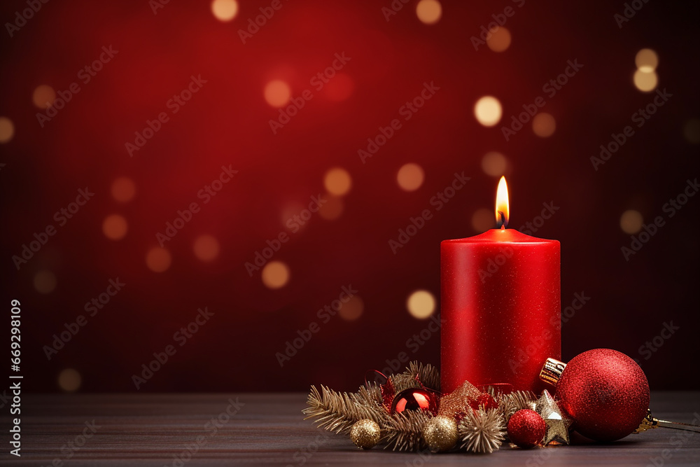 Christmas Background with Candles and Decorations - Created with Generative AI Tools