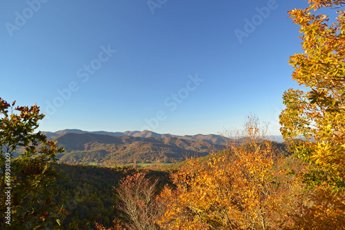 Appalachian Mountains in autumn trees in foreground 