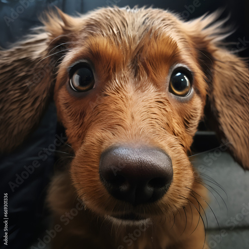 Close-Up Cute Puppy Selfie Dog Selfie 