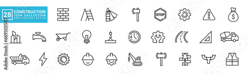 Collection of construction icons, home repair, building, carpentry tools, editable and resizable vector EPS 10