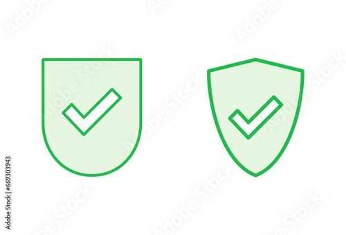Shield check mark icon set. Protection approve sign. Safe icon vector