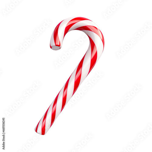 Red & White Christmas Candy Cane isolated on transparent background.