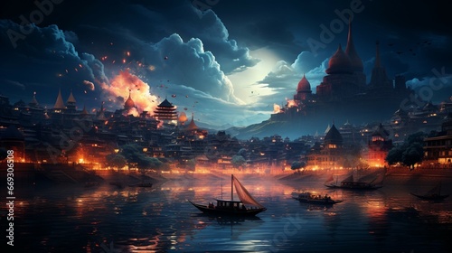 the night sky explodes with fireworks into a mesmerizing canvas of color and light