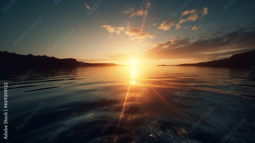 Sunrise above water beautiful moment Ai generated art Sunrise above water beautiful moment Ai generated art