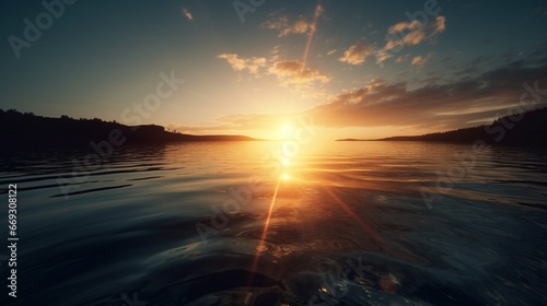 Sunrise above water beautiful moment Ai generated art