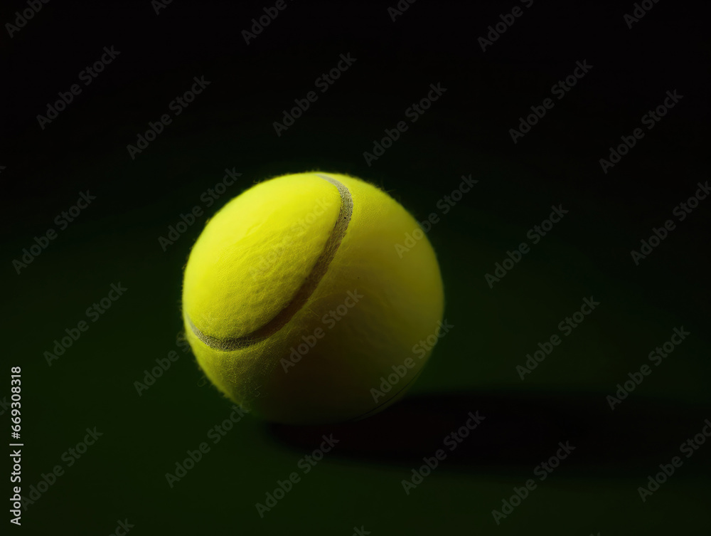 Tennis ball on a dark background. 