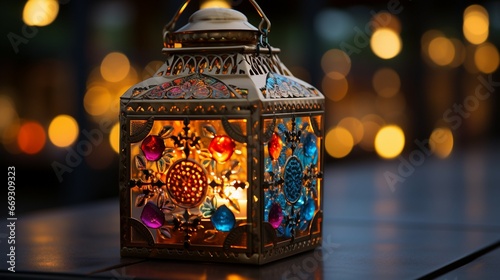 Intricate details of a traditional Diwali lantern