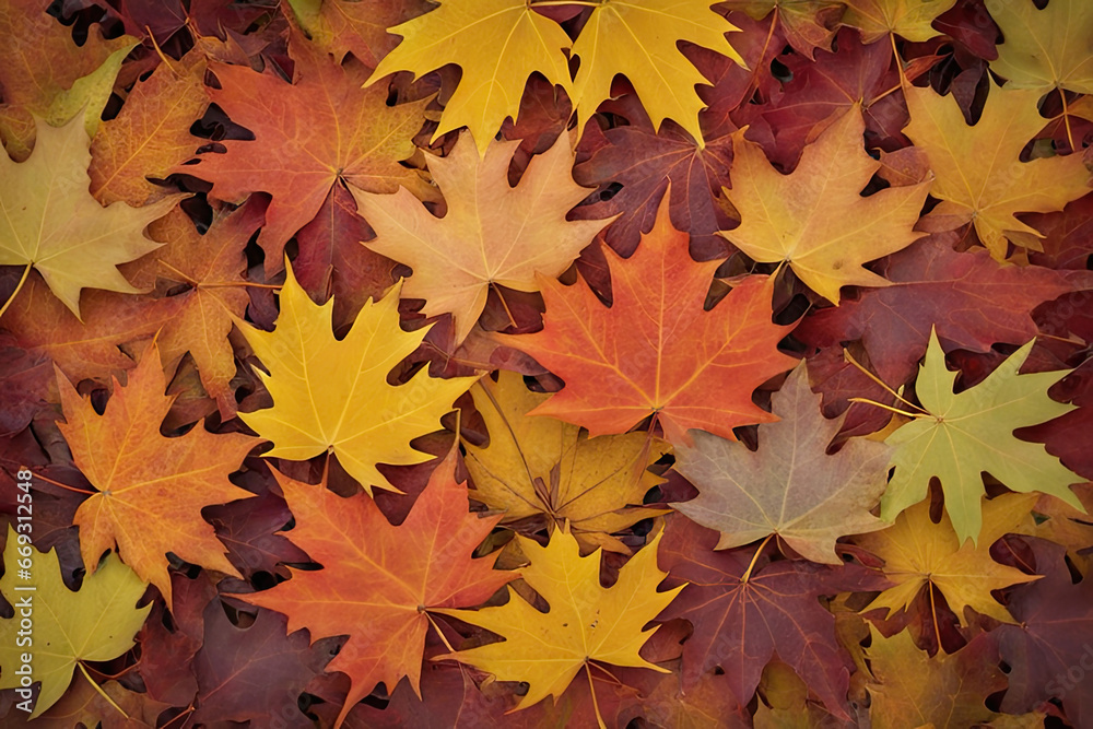 Colorful autumn background with full frame of autumn maple leaves Colorful autumn background with full frame of autumn maple leaves