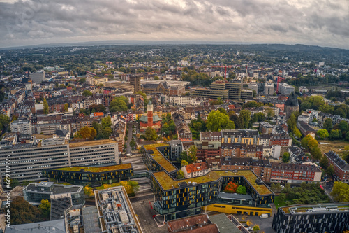 Aerial View of the German City of Aachen from Drone