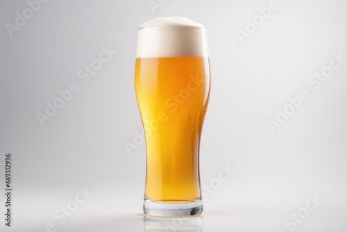Beer glass, template, alcoholic beverage mockup on white background. Suitable for pub or bar menu design.