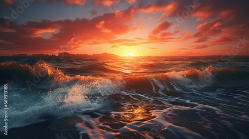 Beautiful sunrise over the sea. generative ai 