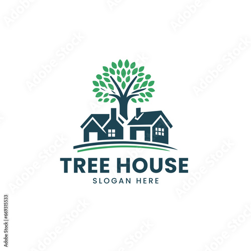 Vector tree house nature logo template design vector for your company 