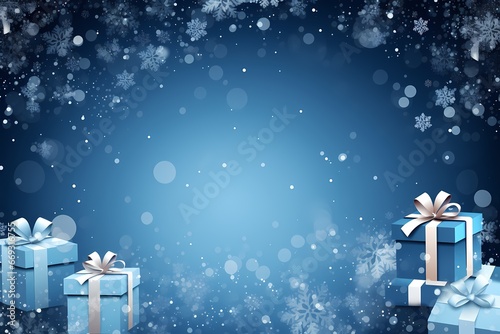 Christmas Gifts and Presents winter snowflakes abstract graphics background - generative ai © Lukasz Czajkowski