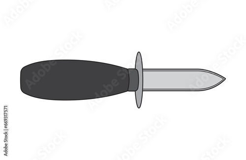 Kids drawing Cartoon Vector illustration oyster knife Isolated in doodle style