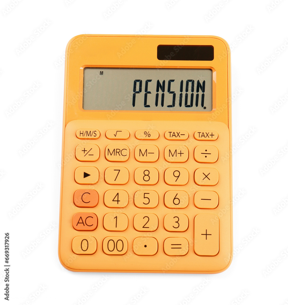 Orange calculator isolated on white. Office stationery Orange calculator isolated on white. Office stationery