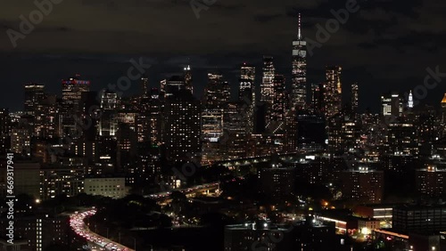 Wallpaper Mural Aerial view of traffic entering New York City at night Torontodigital.ca