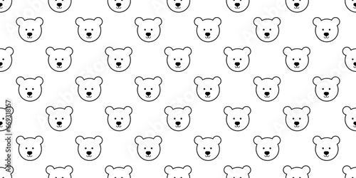 outline bear face seamless pattern