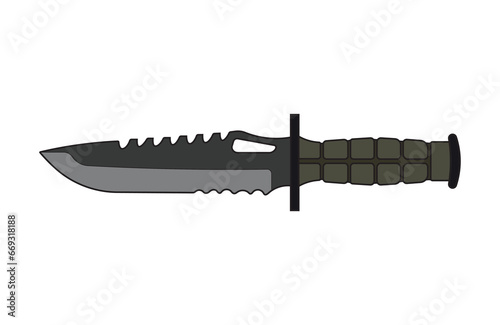 Kids drawing Cartoon Vector illustration tactical survival knife Isolated in doodle style