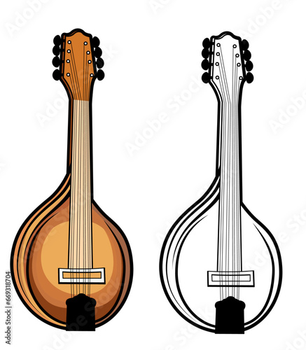 Mandolin stringed musical instrument vector illustration, Mandolin vector image, stock logo, clip art