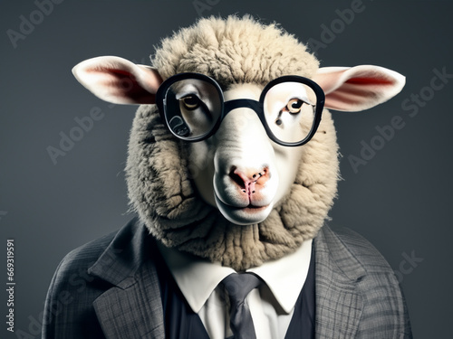 pecore divertente con vestito e occhiali  © franzdell
