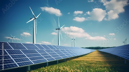 Renewable Energy: Wind Turbines and Solar Panels Generative AI