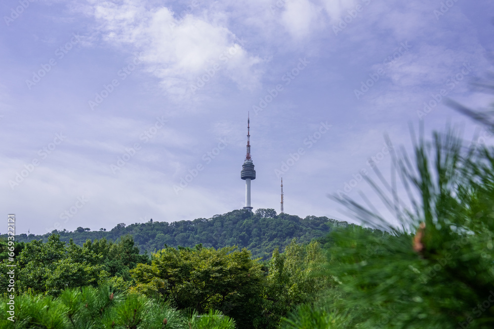 Famous Seoul Namsan beautiful tower, South Korea Famous Seoul Namsan beautiful tower, South Korea
